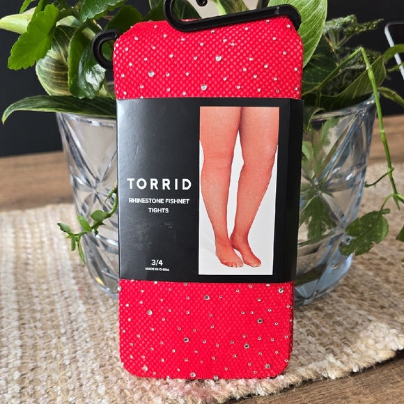 Torrid - Rhinestone Fishnet Tight In Red - Picture 2 of 7